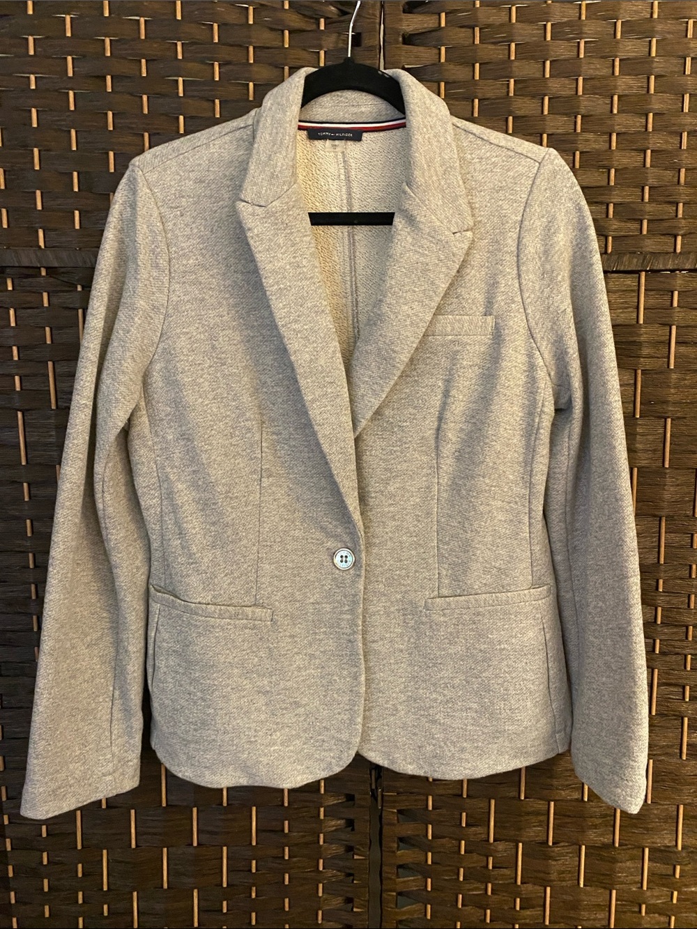 Tommy Hilfiger Heather Gray Single-Button Blazer - Size 10 - Cotton Blend